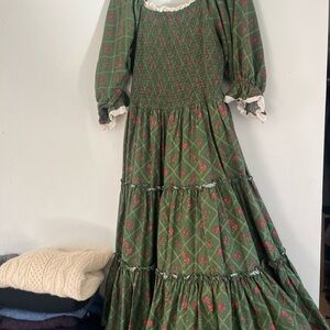 Floral Green Long Sleeve Dress